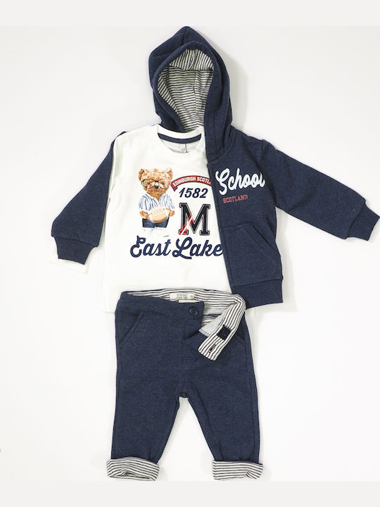 Kids Sweatshirt Cardigan with Hood and Pockets Navy Blue
