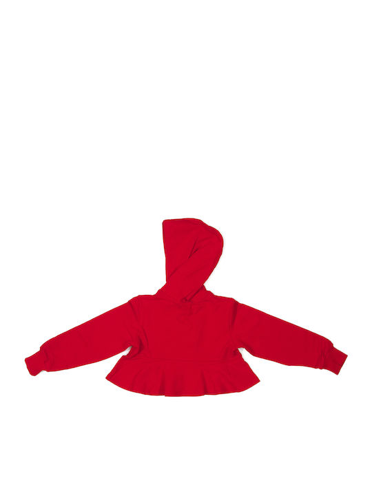 Kids Cardigan Cotton with Hood Red