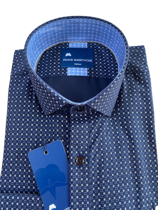 Frank Barrymore Men's Shirt Long Sleeve Cotton Polka Dot Blue