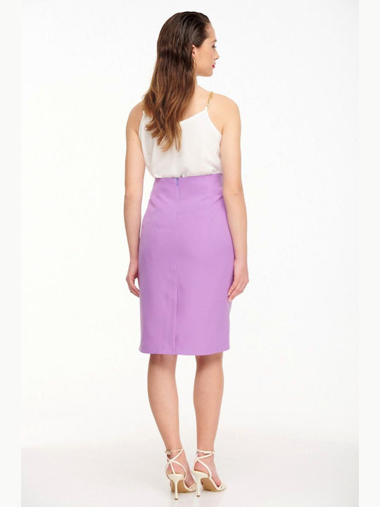 High-waisted Midi Skirt Purple