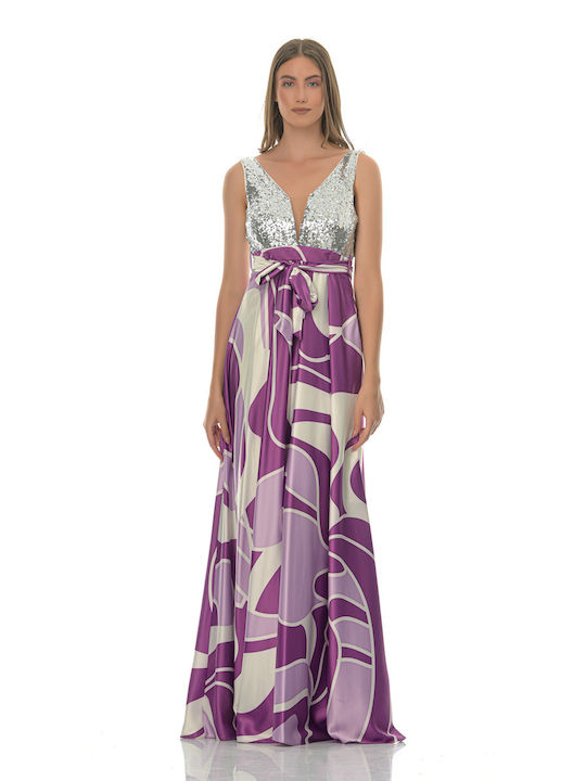 Farmaki Summer Maxi Dress for Wedding / Baptism Purple