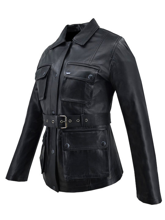 Dermatina 100 Women's Short Lifestyle Leather Jacket for Winter Black