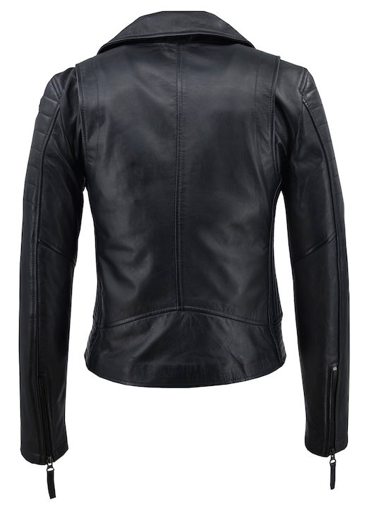 Δερμάτινο Γυναικείο Biker Jacket Μαύρο