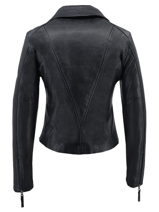 Piele Jachetă de femei Biker Jacket Negru