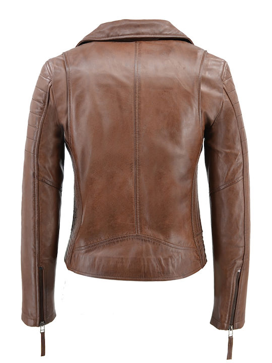Δερμάτινο Γυναικείο Biker Jacket Ταμπά