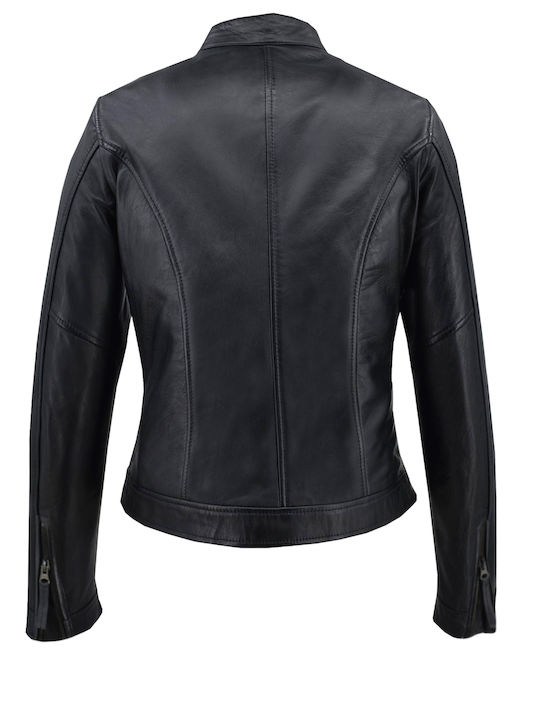 Δερμάτινο Γυναικείο Biker Jacket Μαύρο