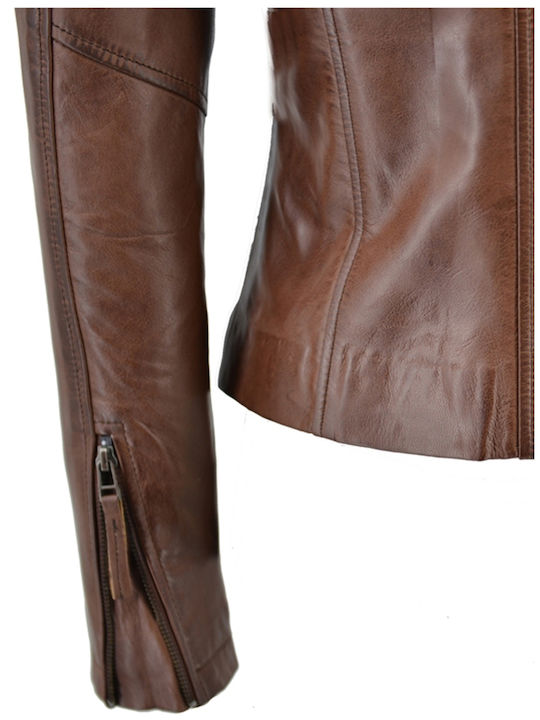 Δερμάτινο Γυναικείο Biker Jacket Ταμπά