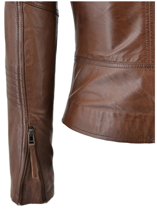 Δερμάτινο Γυναικείο Biker Jacket Ταμπά