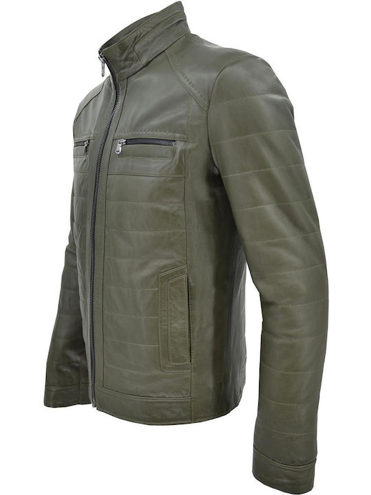 Δερμάτινα 100 Men's Winter Leather Jacket OLIVE