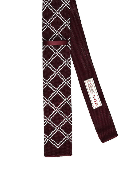 Vardas Ανδρική Γραβάτα Πλεκτή με Σχέδια σε Μπορντό Χρώμα
