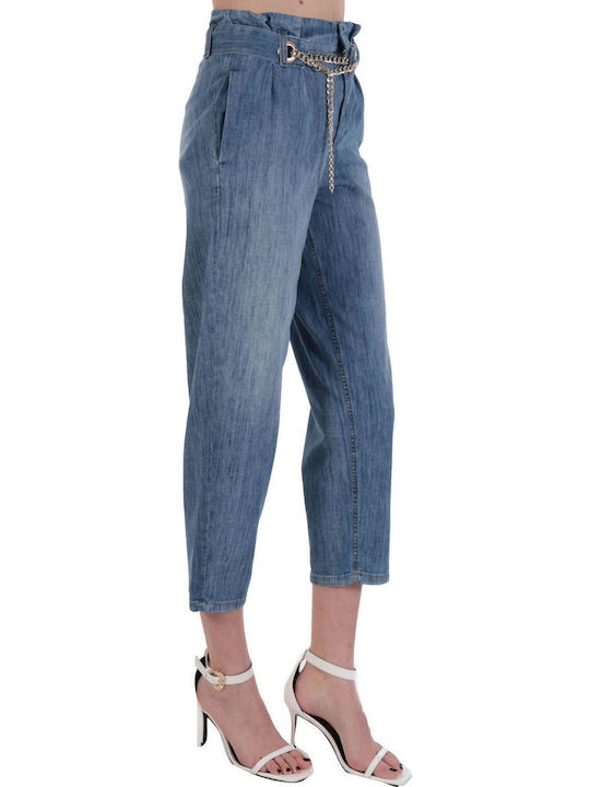High Waist Women's Jean Trousers in Paperbag Fit