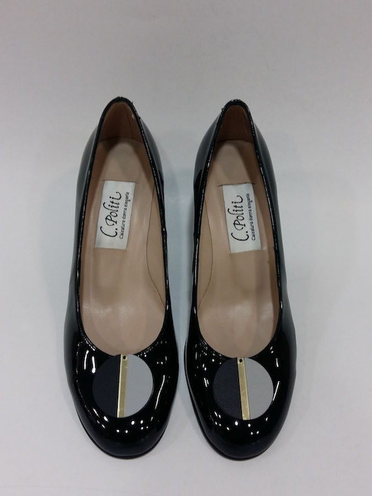 Anatomic Leather Black Medium Heels