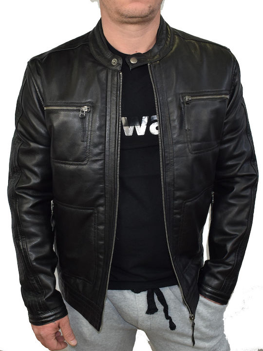 Leatherland Men's Leather Biker Jacket Black