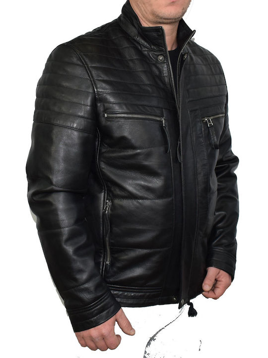 Leatherland Men's Leather Biker Jacket Black