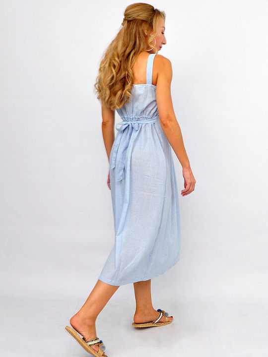 Sommer Midi Hemdkleid Hellblau