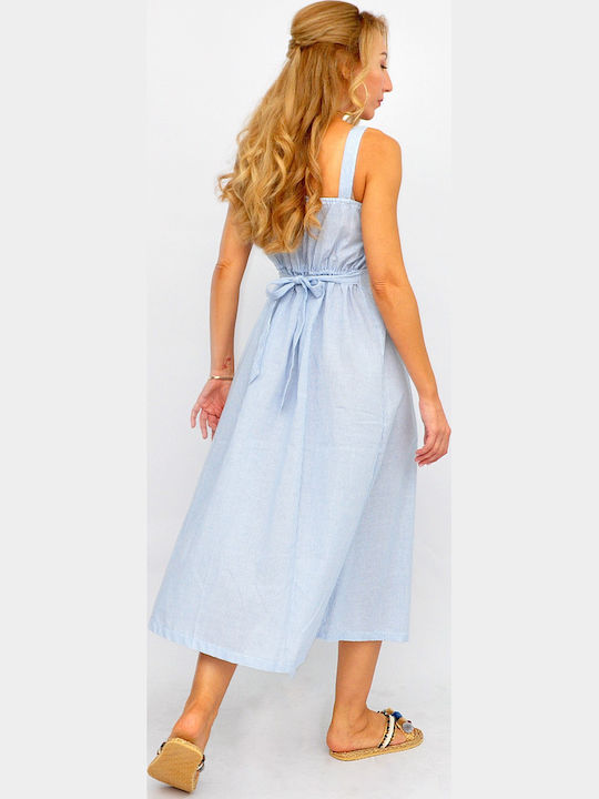 Sommer Midi Hemdkleid Hellblau