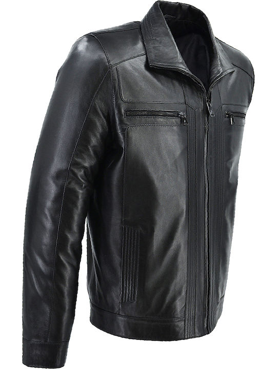 Δερμάτινα 100 Men's Winter Leather Jacket Black