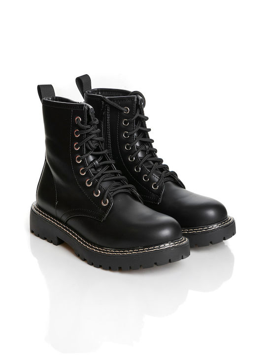 Shoe Art Women's Combat Boots Black