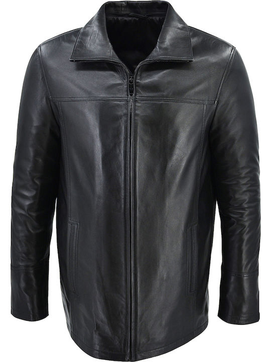 Δερμάτινα 100 Men's Winter Leather Jacket Black