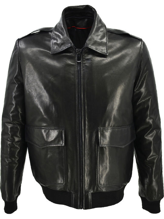 Δερμάτινα 100 Men's Winter Leather Jacket Black