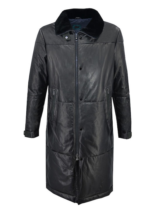 Δερμάτινα 100 Herren Winter Jacke Leder Schwarz