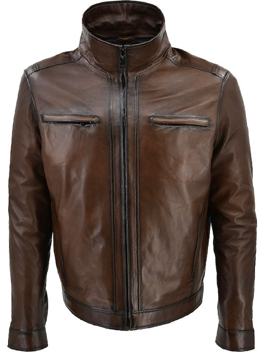 Δερμάτινα 100 Men's Winter Leather Jacket Brown