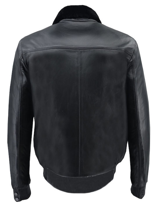 Δερμάτινα 100 Men's Winter Leather Jacket Black