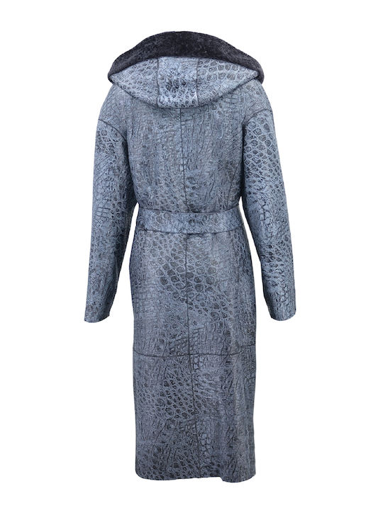 Mouton Women's Gray Coat with Hood