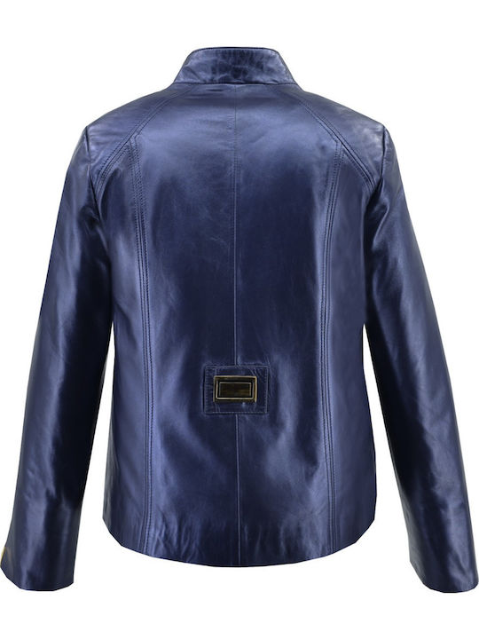 Dermatina 100 Blazer pentru femei Piele Sacou Albastru