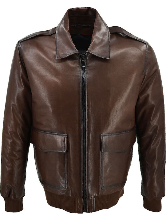 Δερμάτινα 100 Men's Winter Leather Jacket Brown