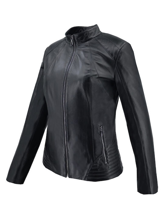 Dermatina 100 Women's Short Lifestyle Leather Jacket for Winter Black