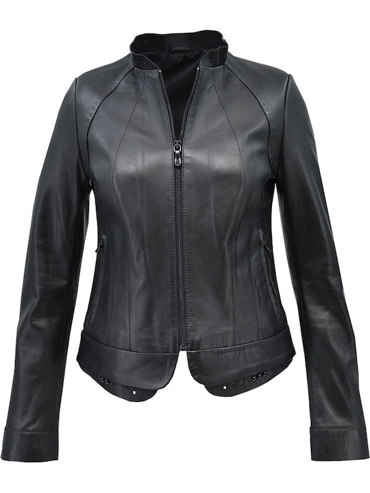 Dermatina 100 Women's Short Lifestyle Leather Jacket for Winter Black