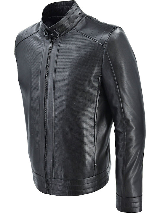 Δερμάτινα 100 Men's Winter Leather Jacket Black