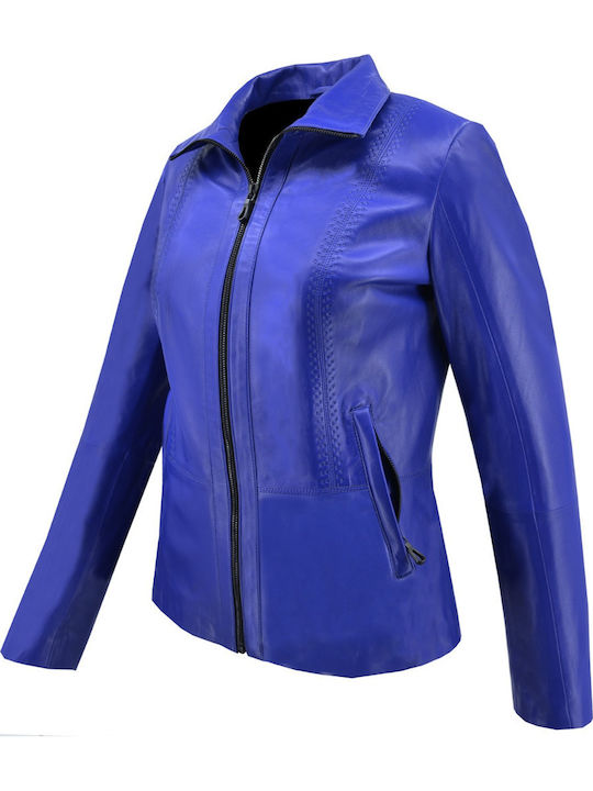 Piele Jachetă de femei Biker Jacket Albastru