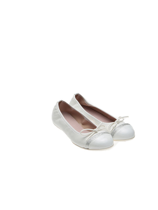 Ricco Mondo Balerini copii Plain Leather White