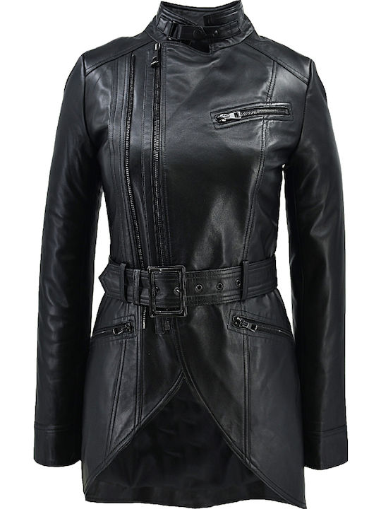 Piele Jachetă de femei Biker Jacket Negru