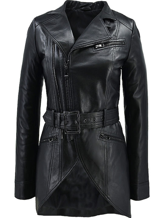 Piele Jachetă de femei Biker Jacket Negru
