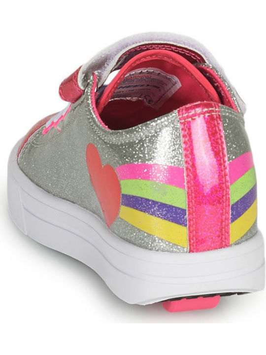 Παιδικά Sneakers με Σκρατς & Ροδάκια Ασημί