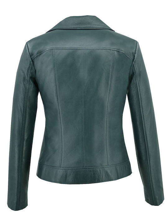 Women's Short Biker Leather Jacket for Winter Fuchsia