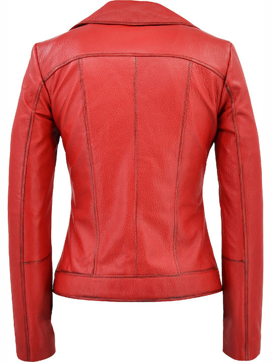 Piele Jachetă de femei Biker Jacket Roșu