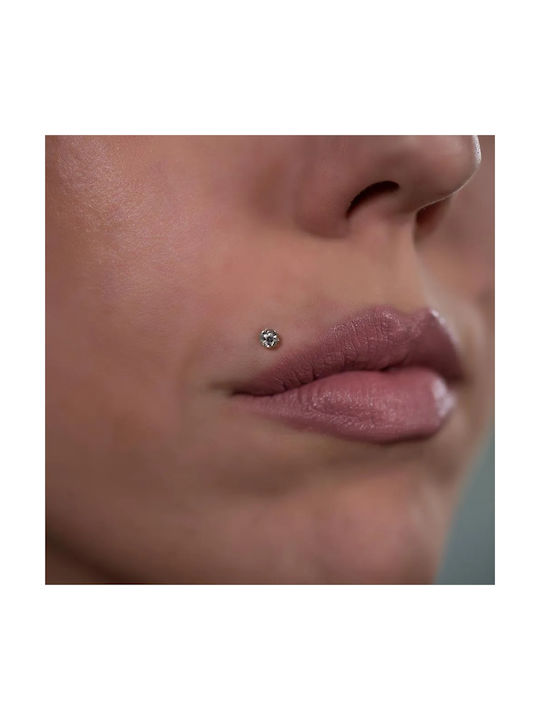 Piercing.gr Обеца за Уста от Стомана Позлатено с Камъни