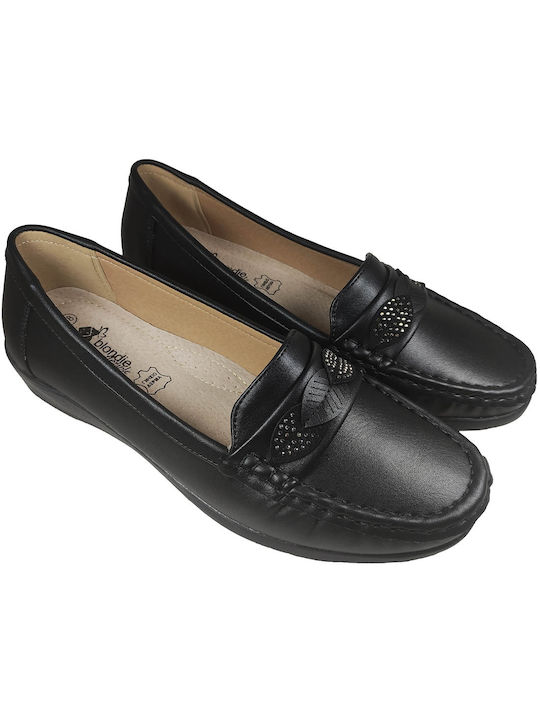 Blondie Leather Women's Moccasins in Black Color