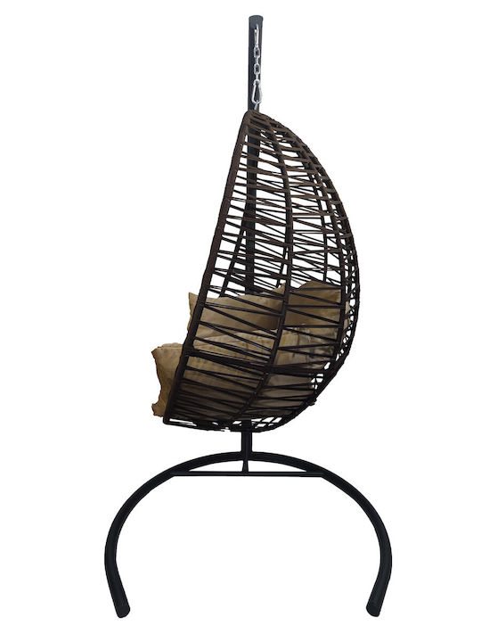 Κούνια Φωλιά με Βάση και Μαξιλάρι Rattan Γκρι Μ115xΠ100xΥ203cm