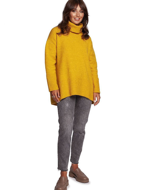 BeWear Women's Long Sleeve Sweater Woolen Turtleneck Yellow