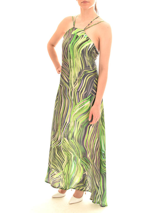 Lotus Eaters Summer Maxi Evening Dress Satin Green