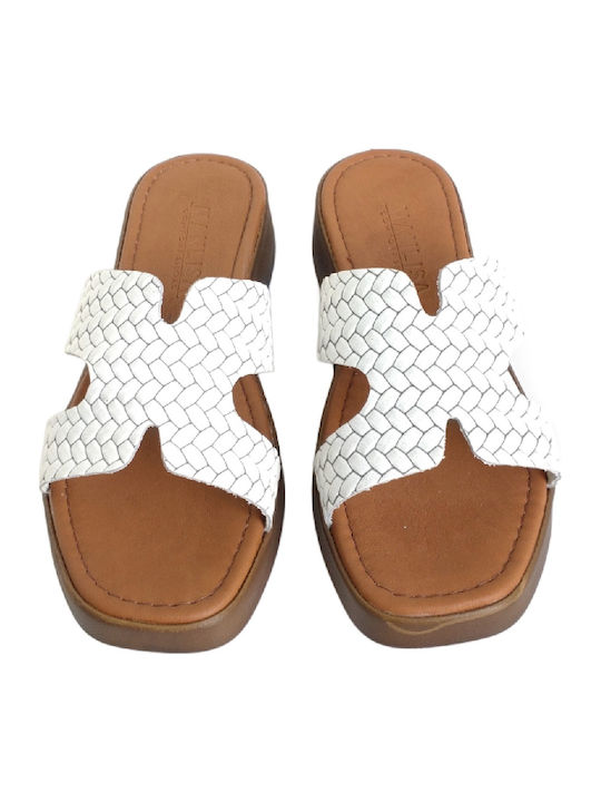 Leather Women's Anatomic Flat Sandals White