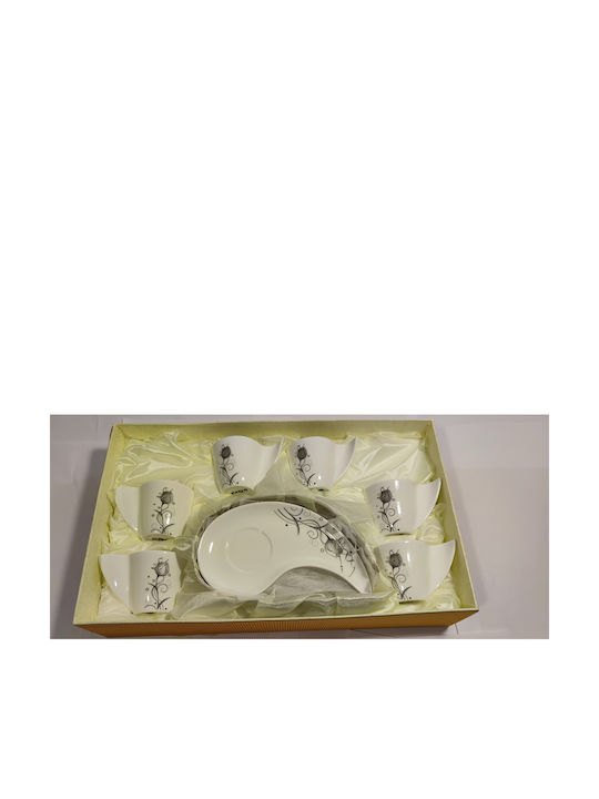 Epiplo-Fos Set Tassen Kaffee aus Porzellan Weiß 90ml 6Stück