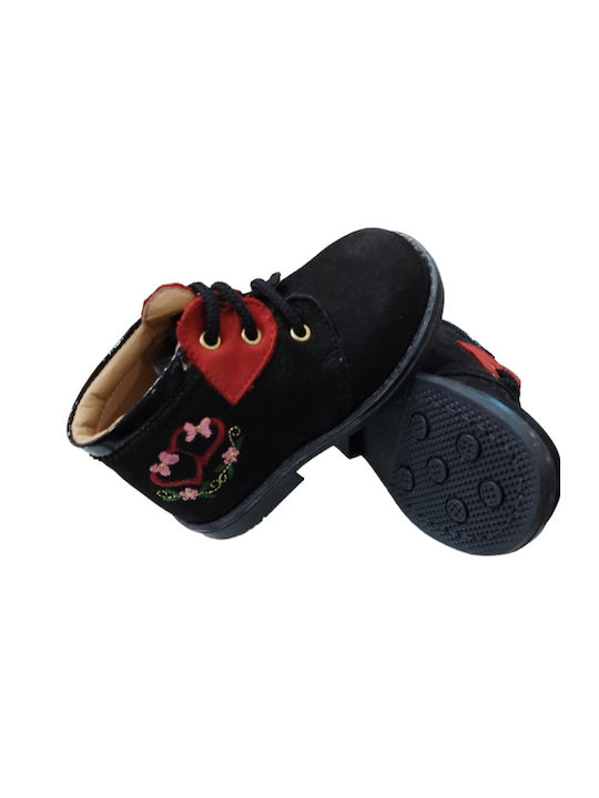 Fatsoules Kids Leather Anatomic Boots with Lace Black