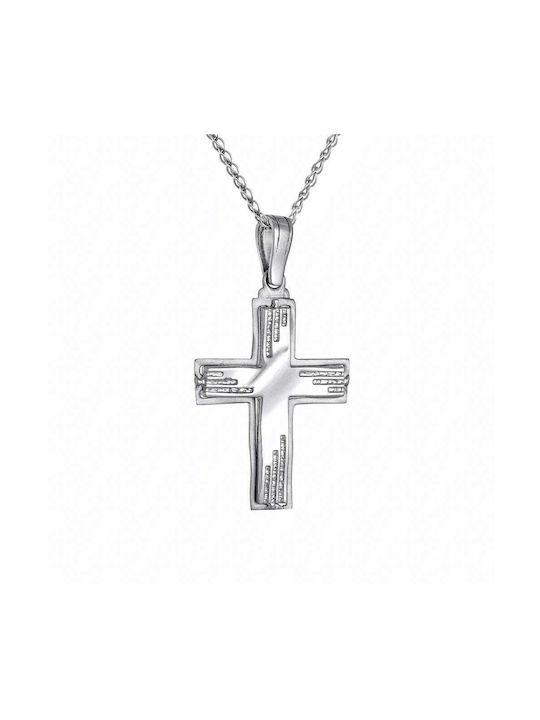 Ioannis Kosmima Men's White Gold Cross 14K Double Sided with Chain