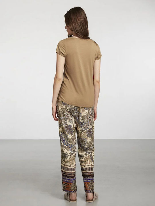 Penye Mood Sommer Damen Pyjama-Set Braun